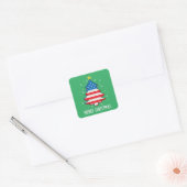 Kerstmis: Amerikaanse vlag met kerstmis Vierkante Sticker (Envelop)