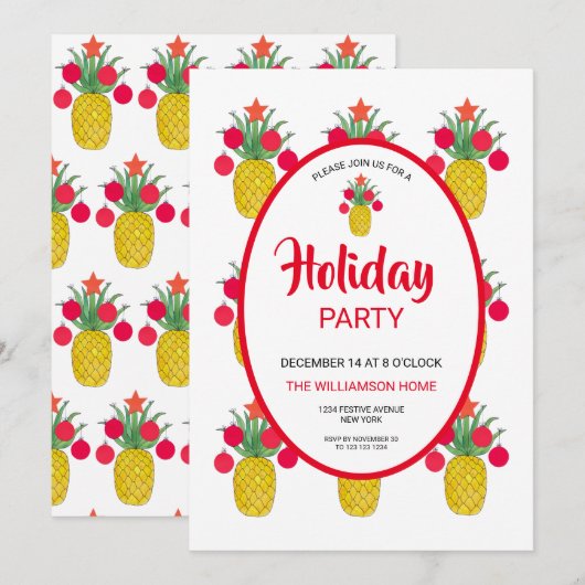 Kerstmis ananananasholiday kaart (Voorkant / Achterkant)