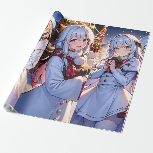 Kerstmis Anime Gift Cadeaupapier (Uitgerold)
