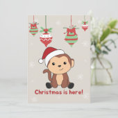 Kerstmis Apen Sneeuw Winter Dieren Apen Vrije Feestdagenkaart (Staand voorkant)