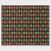 Kerstmis Argyle Diamant Patroon Cadeaupapier (Vlak)