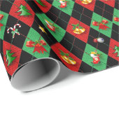 Kerstmis Argyle Diamant Patroon Cadeaupapier (Rol Hoek)