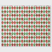 Kerstmis Argyle Diamant Patroon Cadeaupapier (Vlak)