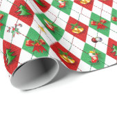 Kerstmis Argyle Diamant Patroon Cadeaupapier (Rol Hoek)