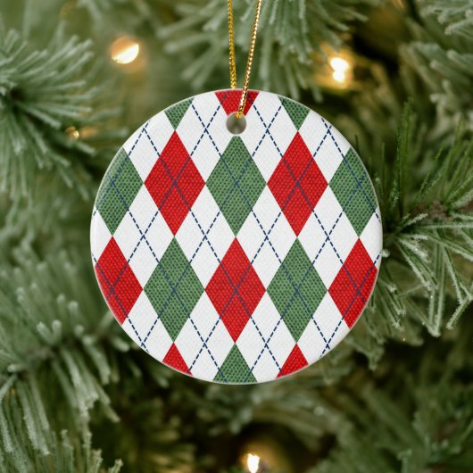 Kerstmis Argyle Keramisch Ornament (Boom)
