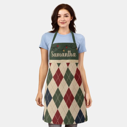 Kerstmis Argyle Schort (Gedragen)