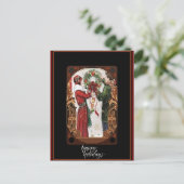 Kerstmis  Art Deco Couple Briefkaart (Staand voorkant)