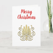 Kerstmis Art Deco Gold Plume Arabesque Feestdagen Kaart (Voorkant)