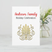 Kerstmis  Art Deco Gold Plume Arabesque Kaart (Staand voorkant)