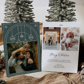 Kerstmis Art Deco lijn Kunst Groene Foto Vakantie Kaart