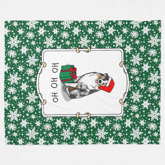 Kerstmis: Australische herder (blauwe kool tan/w 1 Fleece Deken (Voorkant (Horizontaal))