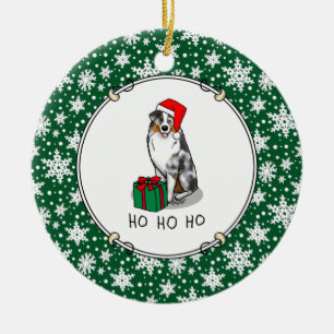 Kerstmis: Australische herder (blauwe kool tan/w 1 Keramisch Ornament