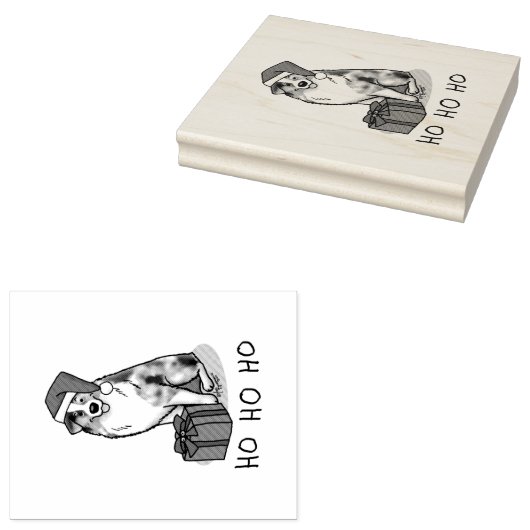 Kerstmis: Australische herder (blauwe kool tan/w 1 Rubberstempel