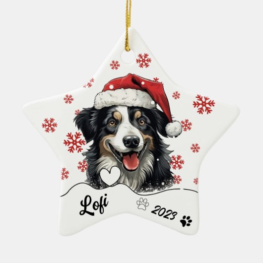 Kerstmis Australische Herder gepersonaliseerd Keramisch Ornament (Voorkant)