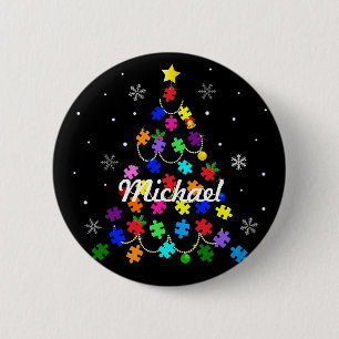 Kerstmis autisme ronde button 5,7 cm