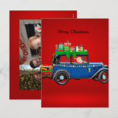 Kerstmis Auto Feestdagenkaart (Voorkant / Achterkant)