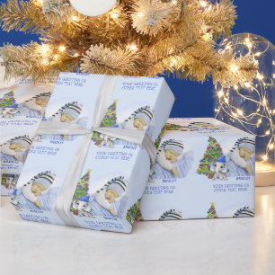 Kerstmis Baby Boy Foto Olifant Gepersonaliseerd Cadeaupapier