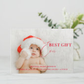 Kerstmis baby geboorte aankondiging & Dank u kaart (Staand voorkant)