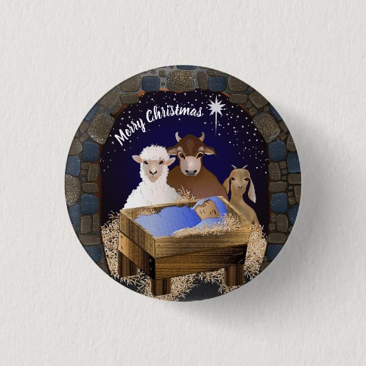 Kerstmis Baby Jesus Ronde Button 3,2 Cm (Voorkant)