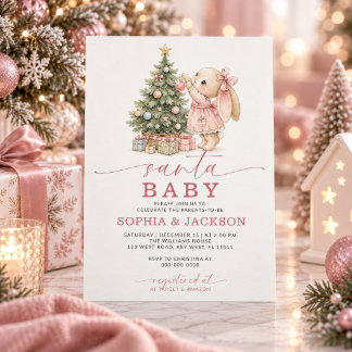 Kerstmis Baby Konijn Kerst Baby Shower Uitnodiging