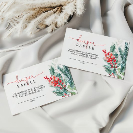 Kerstmis Baby shower Diaper Raffle Informatiekaartje