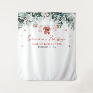 Kerstmis Baby Shower Foto Booth Achtergrond met Si Wandkleed