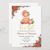 Kerstmis Baby shower Het is een meisjesuitnodiging Kaart (Voorkant / Achterkant)