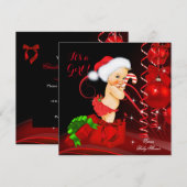 Kerstmis Baby shower Rood Zwarte Blonde Kaart (Voorkant / Achterkant)