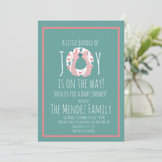 Kerstmis - Baby shower Wreath Joy Bundle Kaart (Staand voorkant)