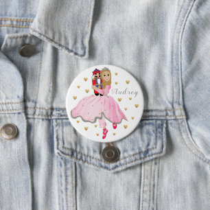 Kerstmis Ballerina Nutkraker Ronde Button 7,6 Cm