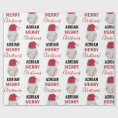 Kerstmis Baseball Sport Ball Aangepaste naam Cadeaupapier (Vlak)