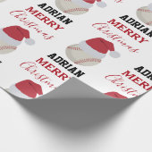 Kerstmis Baseball Sport Ball Aangepaste naam Cadeaupapier (Hoek)