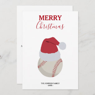 Kerstmis Baseball Sport Ball Aangepaste naam Feestdagenkaart