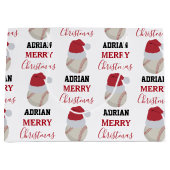 Kerstmis Baseball Sport Ball Aangepaste naam Groot Cadeauzakje (Voorkant)