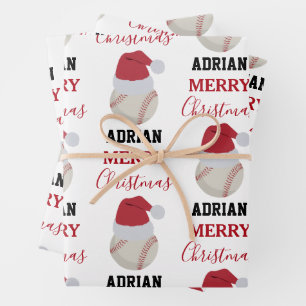 Kerstmis Baseball Sport Ball Aangepaste naam Inpakpapier Vel