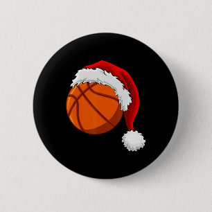 Kerstmis Basketbal Santa Hoed Mannen Jongens Sport Ronde Button 5,7 Cm
