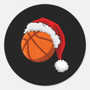 Kerstmis Basketbal Santa Hoed Mannen Jongens Sport Ronde Sticker