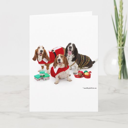 Kerstmis basset hond feestdagen kaart (Voorkant)