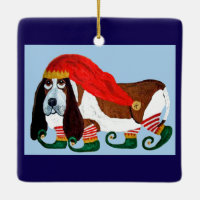 Kerstmis Basset Hound Elf