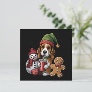 Kerstmis Basset Hound Hond Elf Prettig Kerstmis Feestdagenkaart