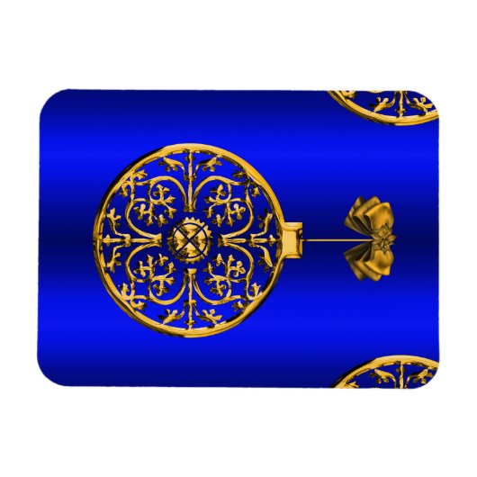 Kerstmis Baubles op blauw Magneet (Horizontaal)