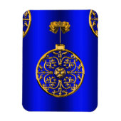 Kerstmis Baubles op blauw Magneet (Verticaal)