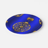 Kerstmis Baubles op blauw Papieren Bordje (Gekanteld)