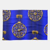 Kerstmis Baubles op blauw Theedoek (Horizontaal)