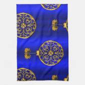 Kerstmis Baubles op blauw Theedoek (Verticaal)