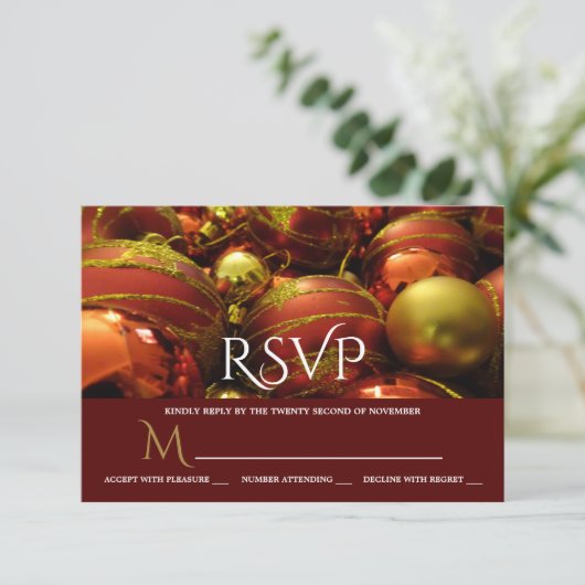 Kerstmis Baubles RSVP (Staand voorkant)