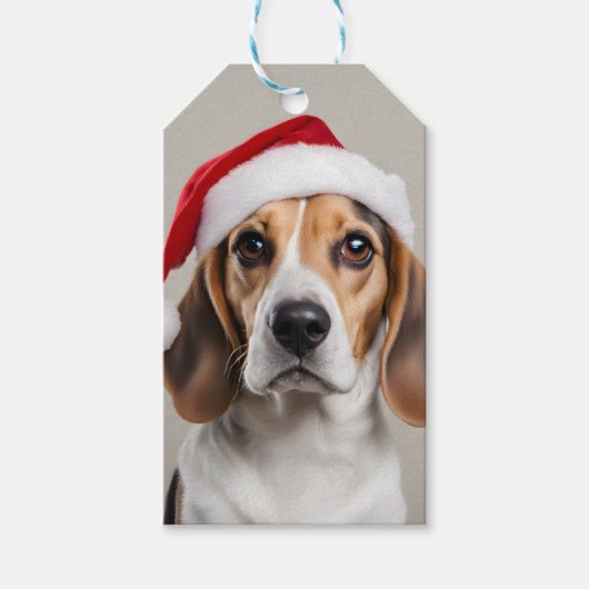 Kerstmis Beagle Cadeaulabel (Voorkant)