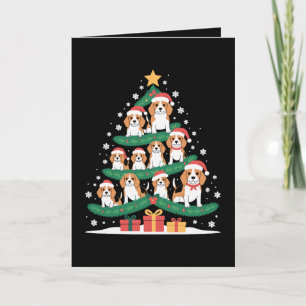 Kerstmis Beagle Hond Boom Kerstman Hoed Kerstmis S Kaart