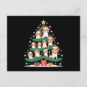 Kerstmis Beagle Hond Boom Kerstman Hoed Xmas Sneeu Feestdagenkaart