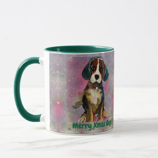 Kerstmis Beagle Wensen Mok (Links)